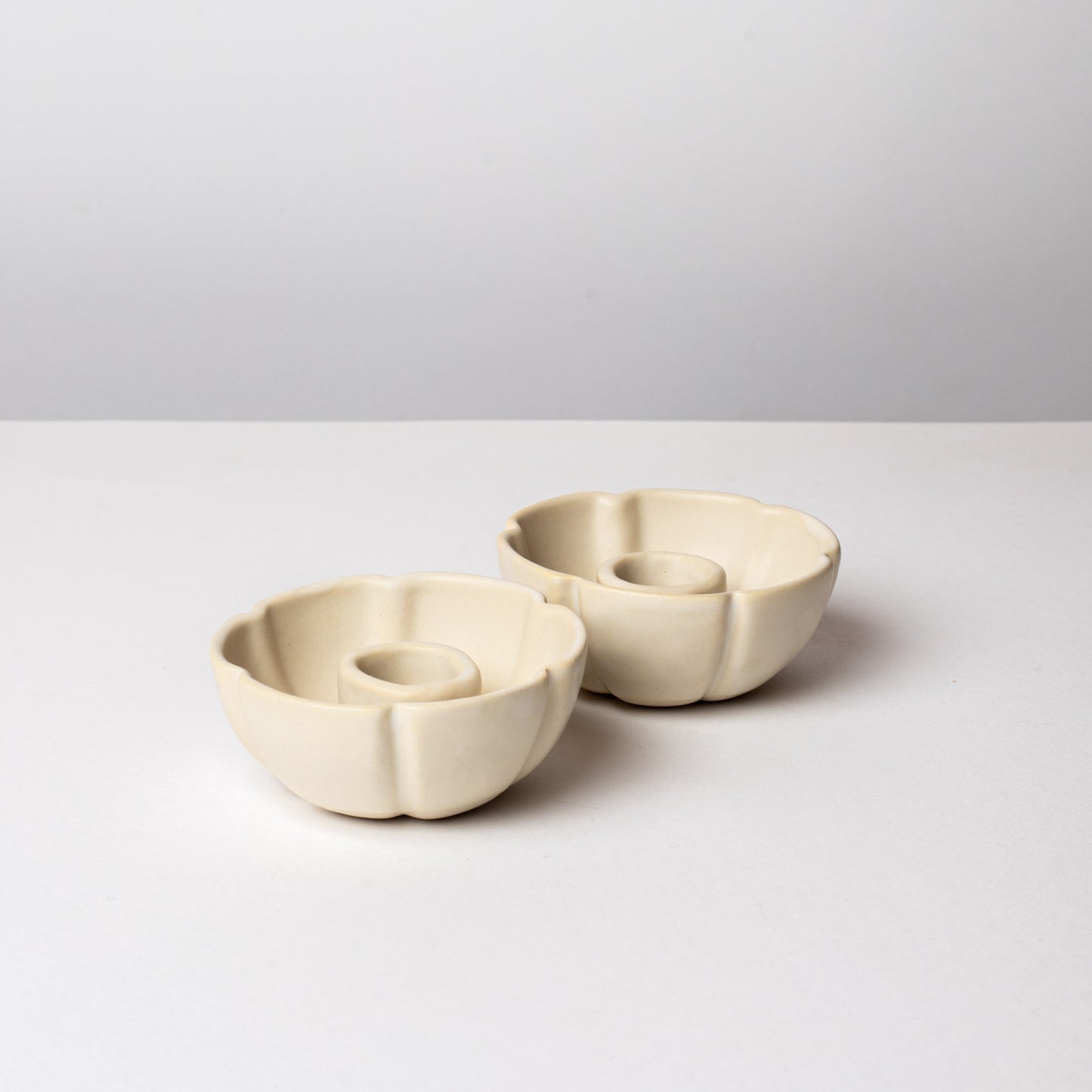 2 Bougeoirs Fleur Crème