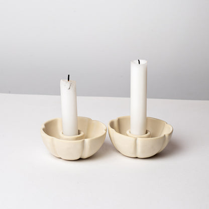 2 Bougeoirs Fleur Crème