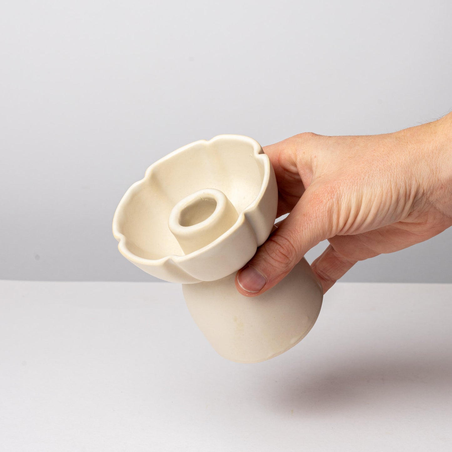 2 Grands Bougeoirs Fleur Crème