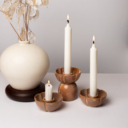 2 Grands Bougeoirs Fleur Café