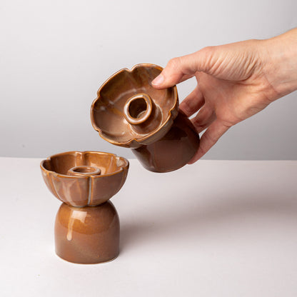 2 Grands Bougeoirs Fleur Café